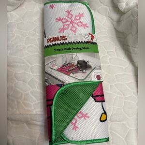 Peanuts Pink and Green Dish Drying Mats Set of 2